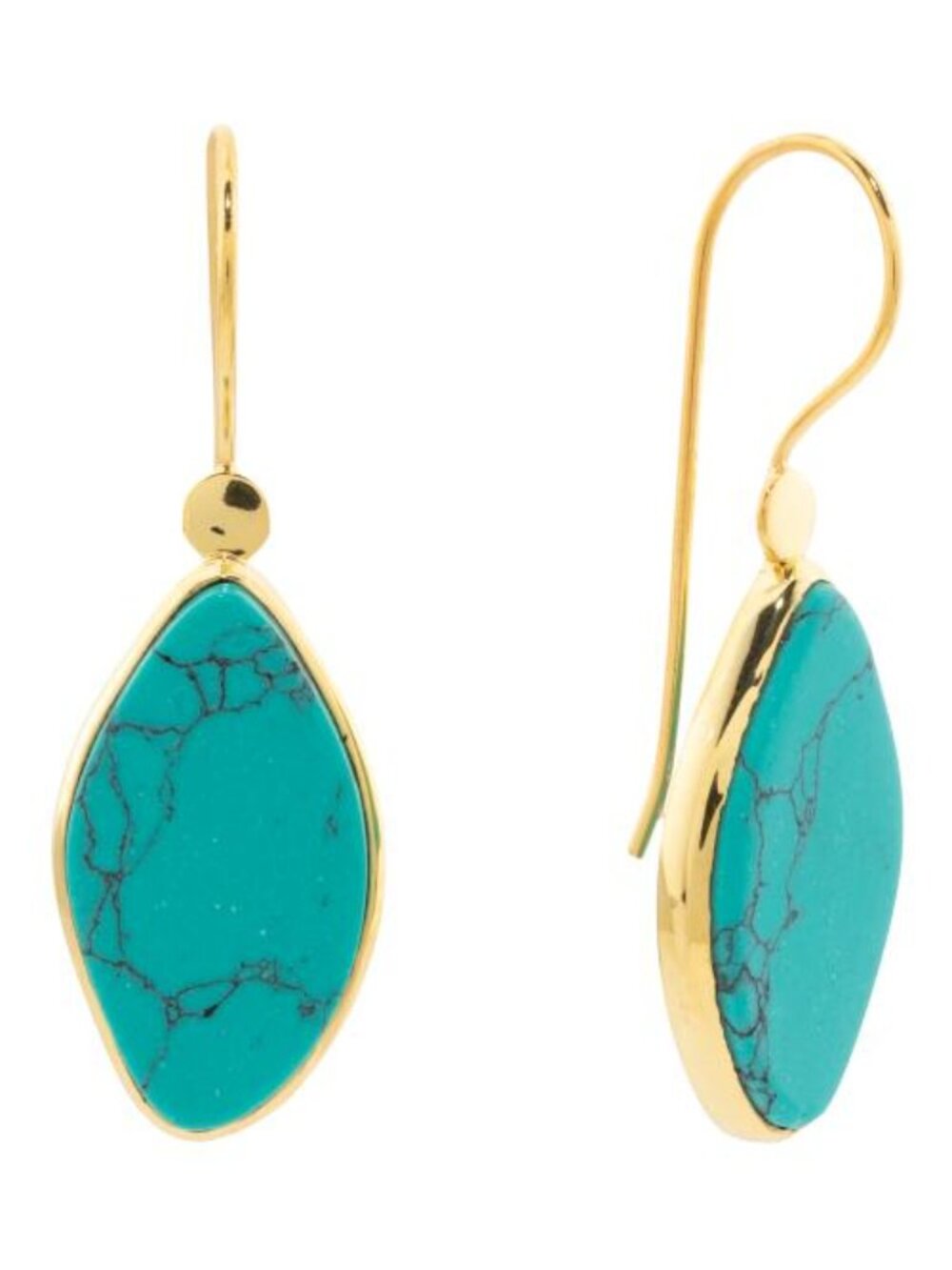 SHAANTI JEWELS Made In India 18kt Gold Plated Turquoise Drop Earrings